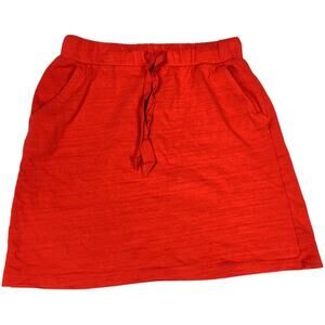 LOFT Skirt Red TexturedKnit Drawstring Waist Pocket Women's S 100% Cotton Casual